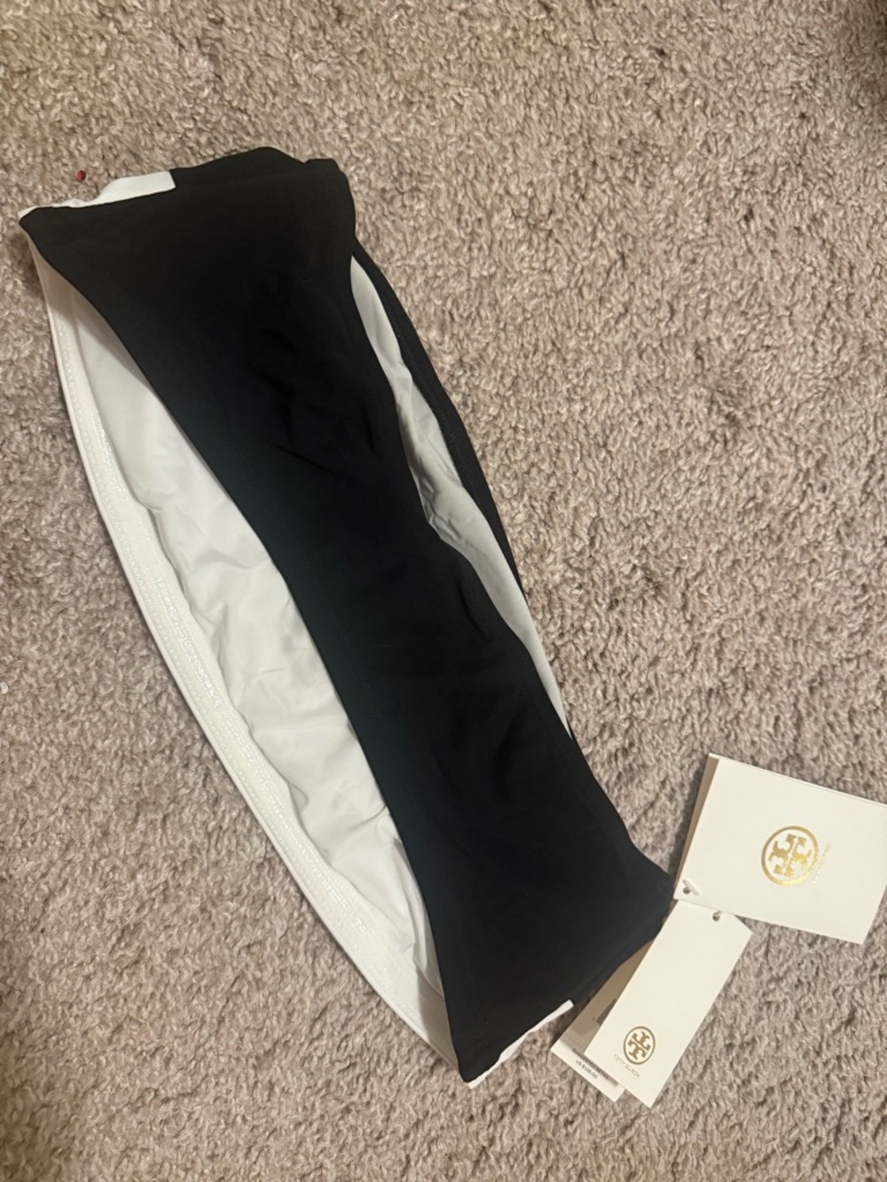 Tory Burch Black and White Color-Blocked Bandeau - Picture 5 of 5